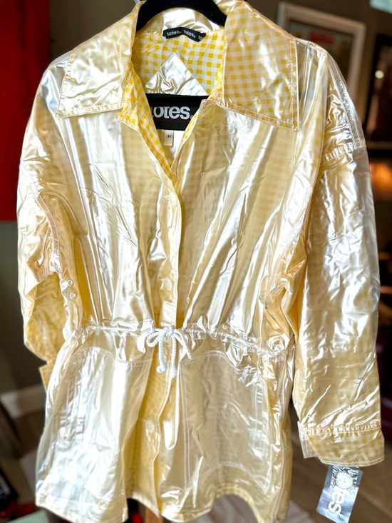 totes Jackets & Blazers - Totes Gingham Raincoat Yellow White Waterproof Jacket Packable Size M